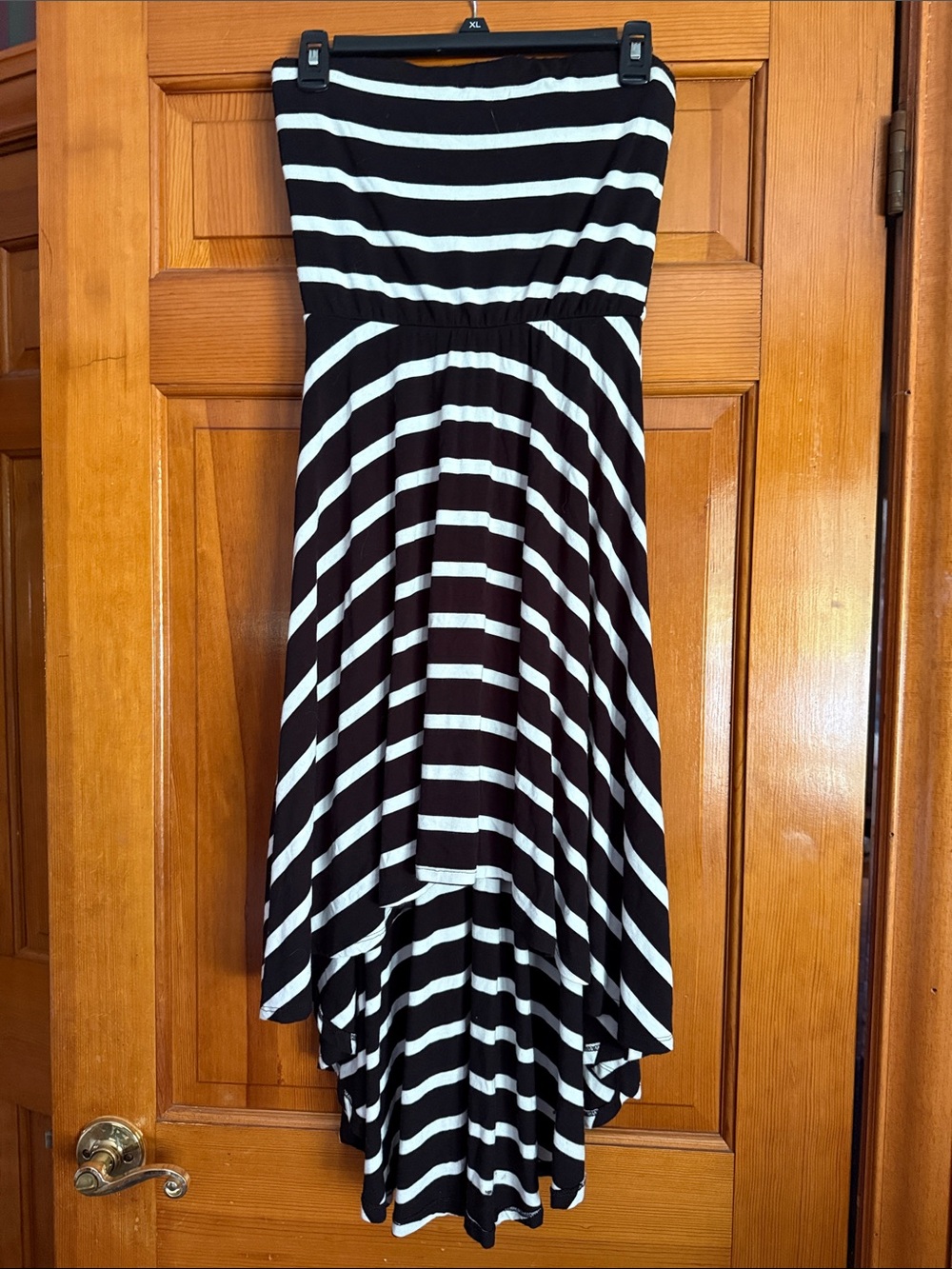 Studio Y Black and White Strapless Stripe Dress
